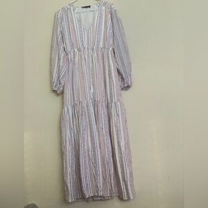 Few Moda women maxi blue red white dress Size medium NWOT